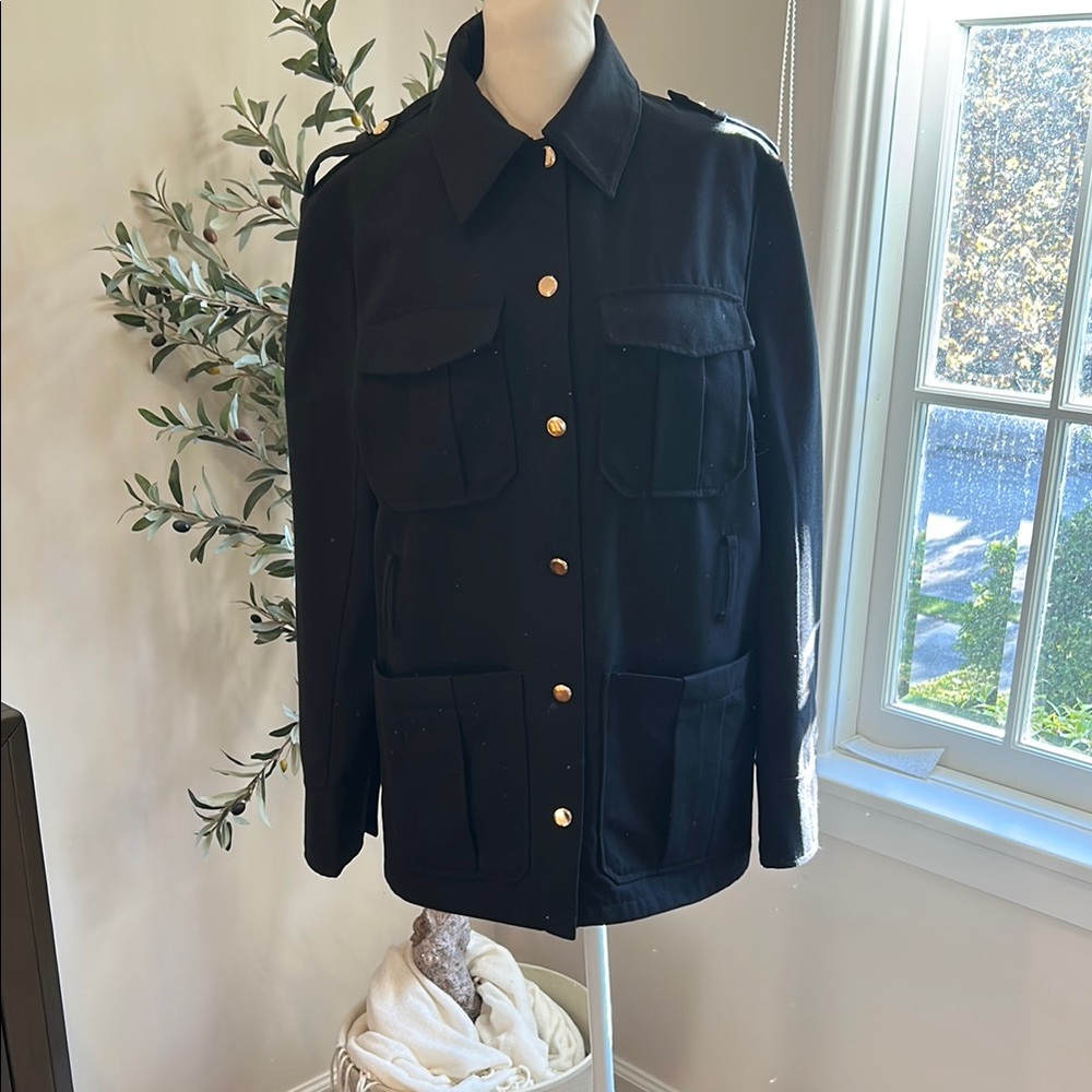 H&M Black Utility Jacket with Gold Accents